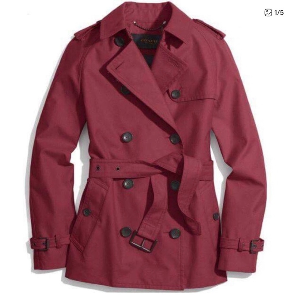 Classic Coach Short Trench Coat Oxblood Medium - Picture 2 of 15